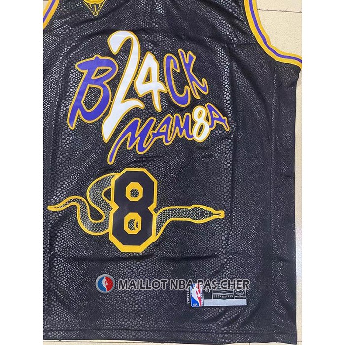 Maillot Los Angeles Lakers Kobe Bryant NO 8 Black Mamba Snakeskin Noir